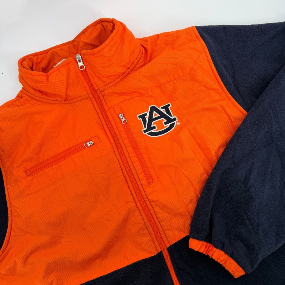 Vintage Auburn Tigers Jacket Genuine Stuff Fleece Navy Orange Mens XL Full Zip